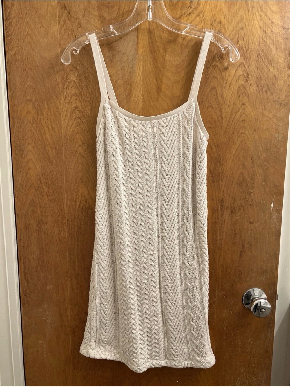 Zara Knitted Beige Tan Dress Sleeveless Size Small **small stain